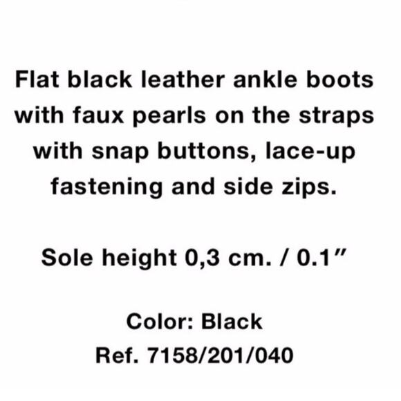 Zara Pearl Strap Black Leather Combat Ankle Boots Size 6 - Picture 7 of 16